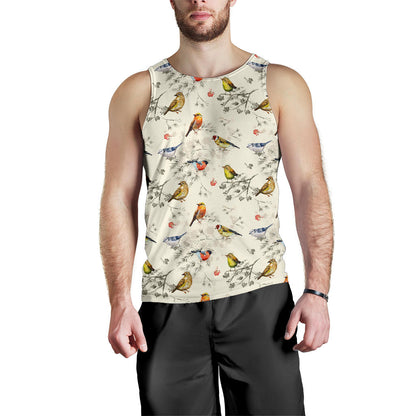 Bird Watercolor Design Pattern Men Tank Top