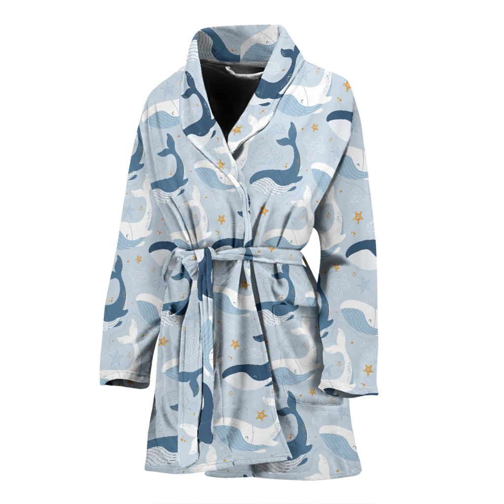 Whale Print Design LKS305 Women Bathrobe