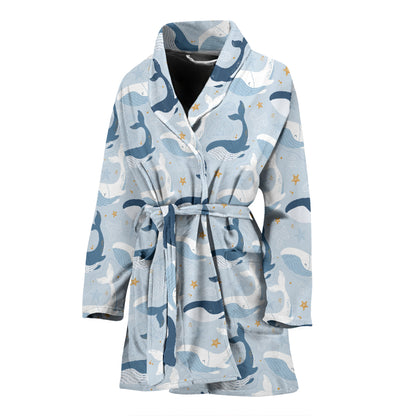 Whale Print Design LKS305 Women Bathrobe