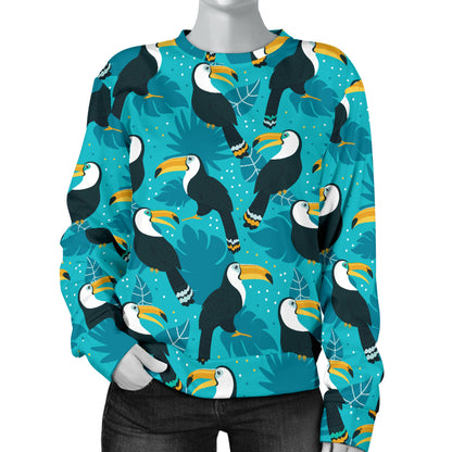 Toucan Parrot Pattern Print Women Long Sleeve Sweatshirt
