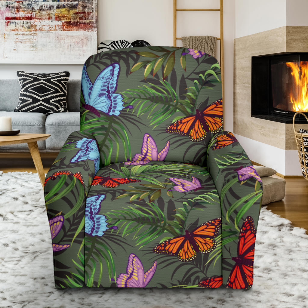 Monarch Butterfly Pattern Print Design 04 Recliner Slipcover with Pocket