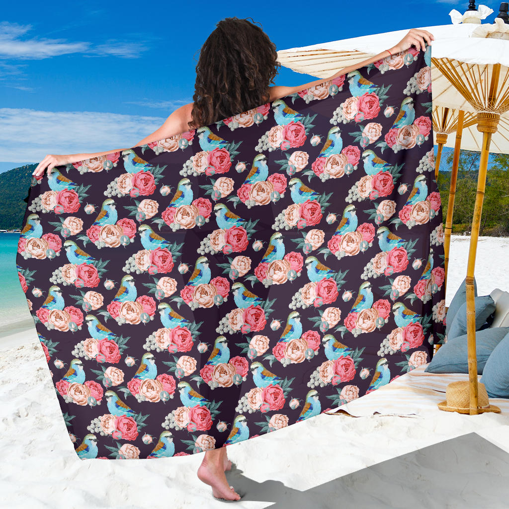 Bluebird Pattern Print Design 02 Sarong Pareo Wrap