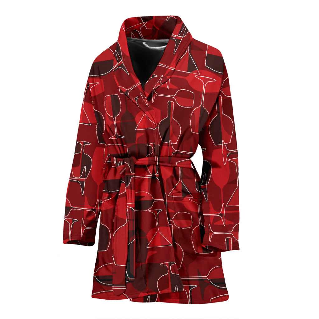 Wine Glass Print Design LKS301 Women Bathrobe