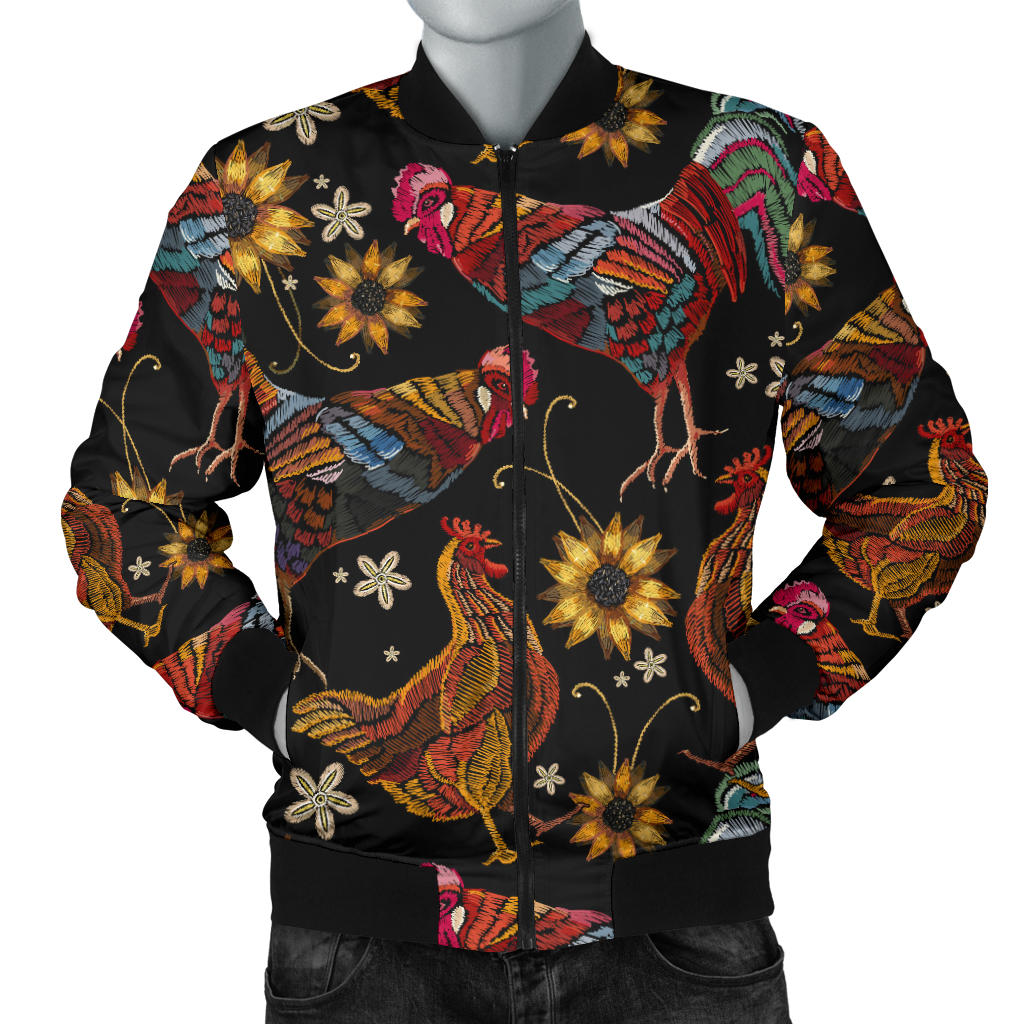 Chicken Embroidery Style Men Bomber Jacket