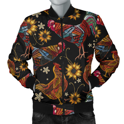 Chicken Embroidery Style Men Bomber Jacket