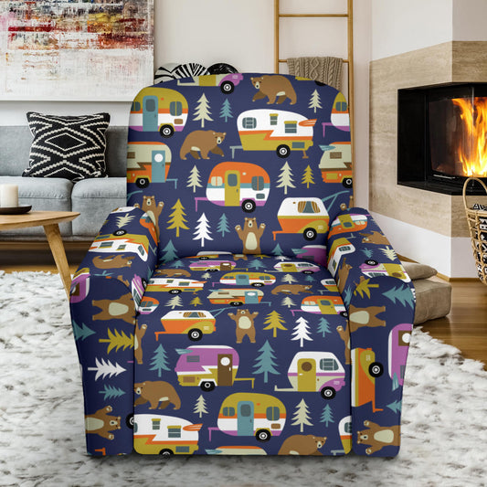 Camper Pattern Print Design 04 Recliner Slipcover with Pocket