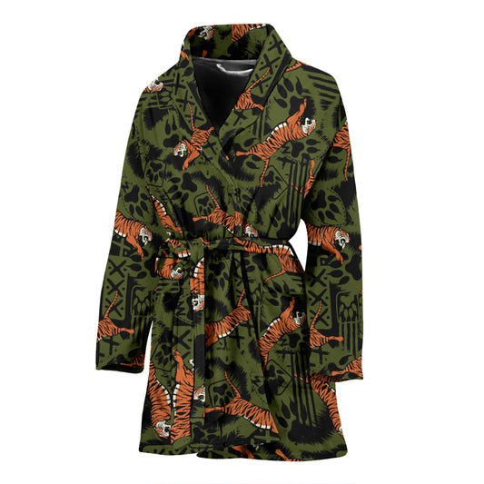 Tiger Pattern Print Design LKS303 Women Bathrobe