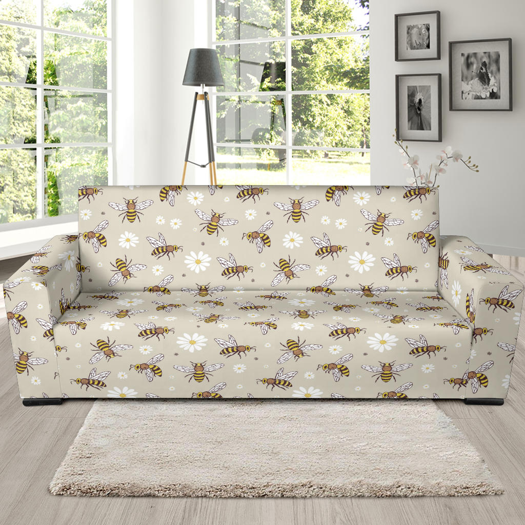 Bee Pattern Print Design 03 Sofa Slipcover