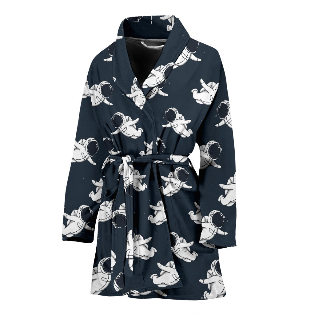 Astronaut Pattern Print Design 02 Women Bathrobe