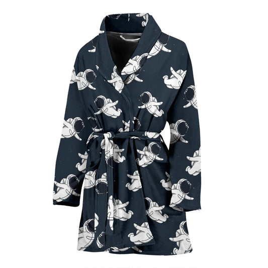 Astronaut Pattern Print Design 02 Women Bathrobe