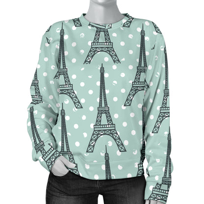Eiffel Tower Polka Dot Print Women Long Sleeve Sweatshirt