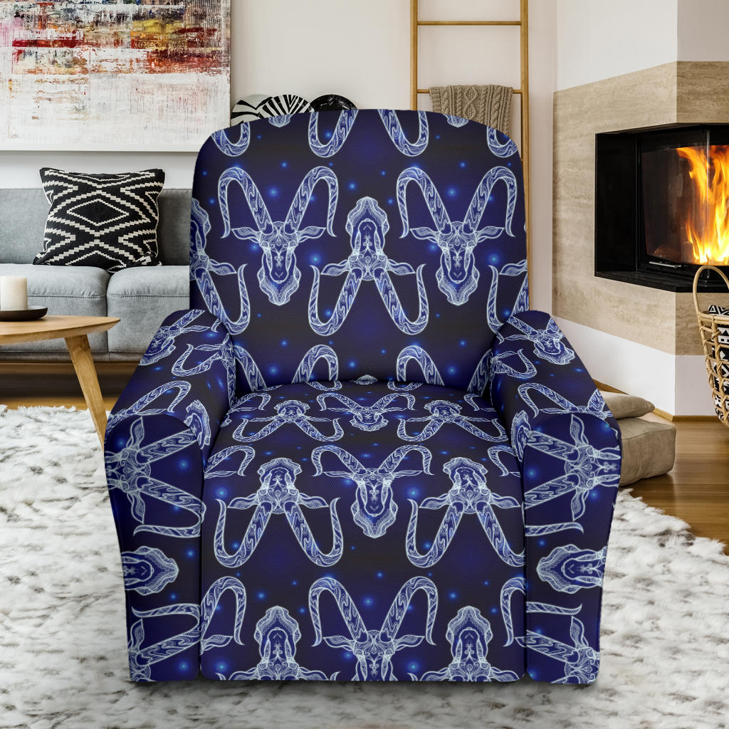 Capricorn Zodiac Pattern Print Design 03 Recliner Slipcover with Pocket