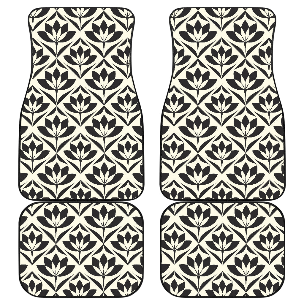 Lotus Pattern Print Car Floor Mats Front Back