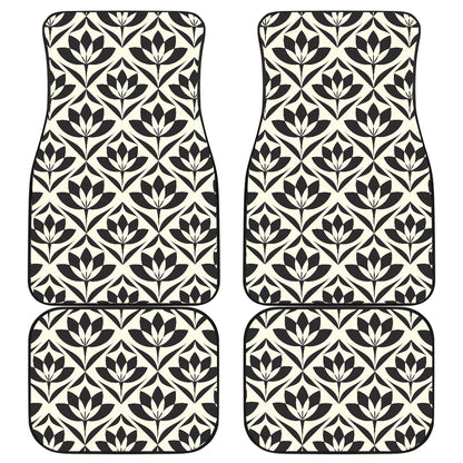 Lotus Pattern Print Car Floor Mats Front Back