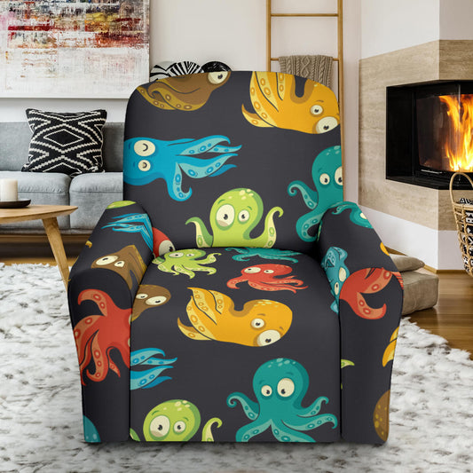 Octopus Pattern Print Design A01 Recliner Slipcover with Pocket