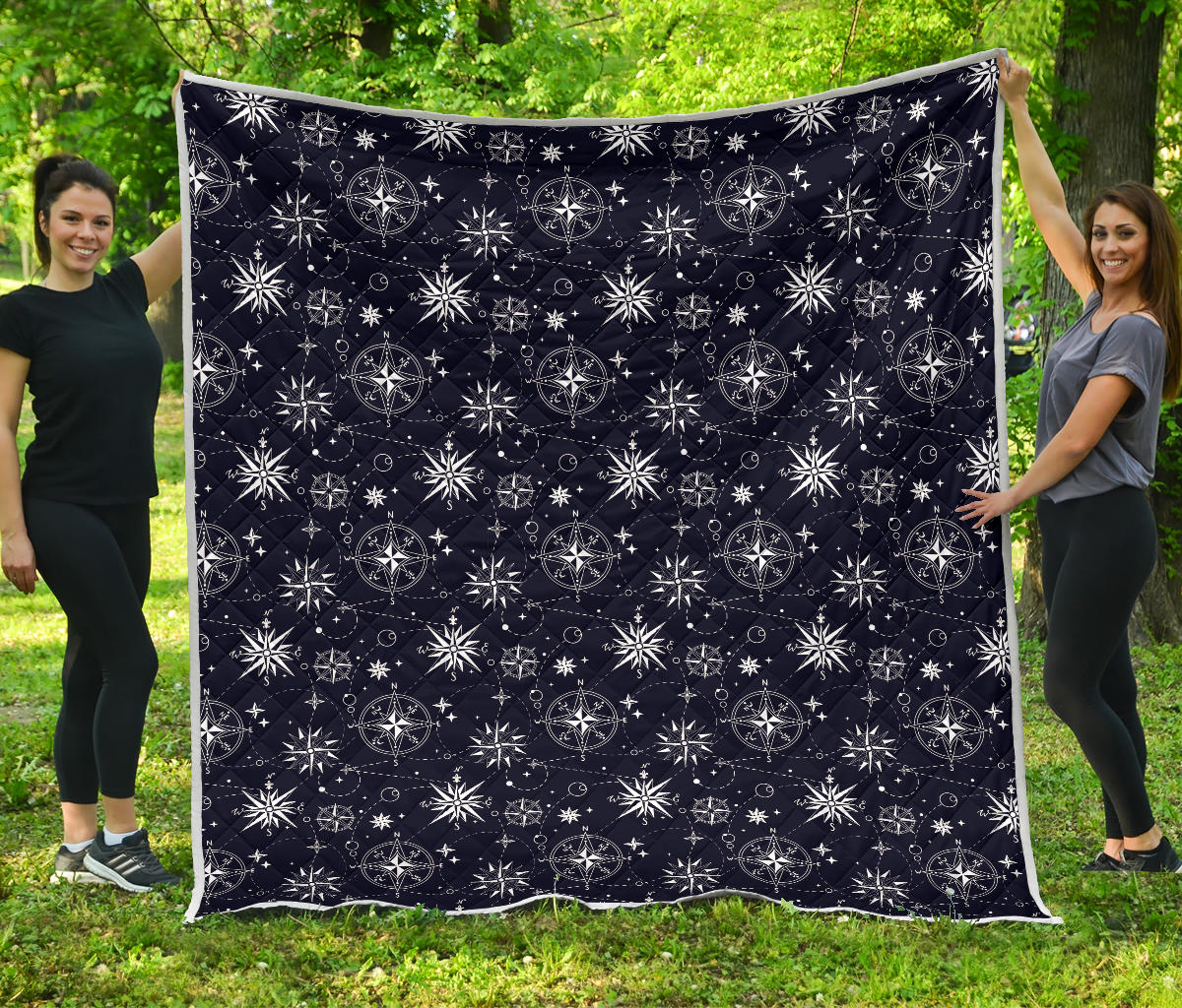 Nautical Sky Design Themed Print Quilt Bedspread