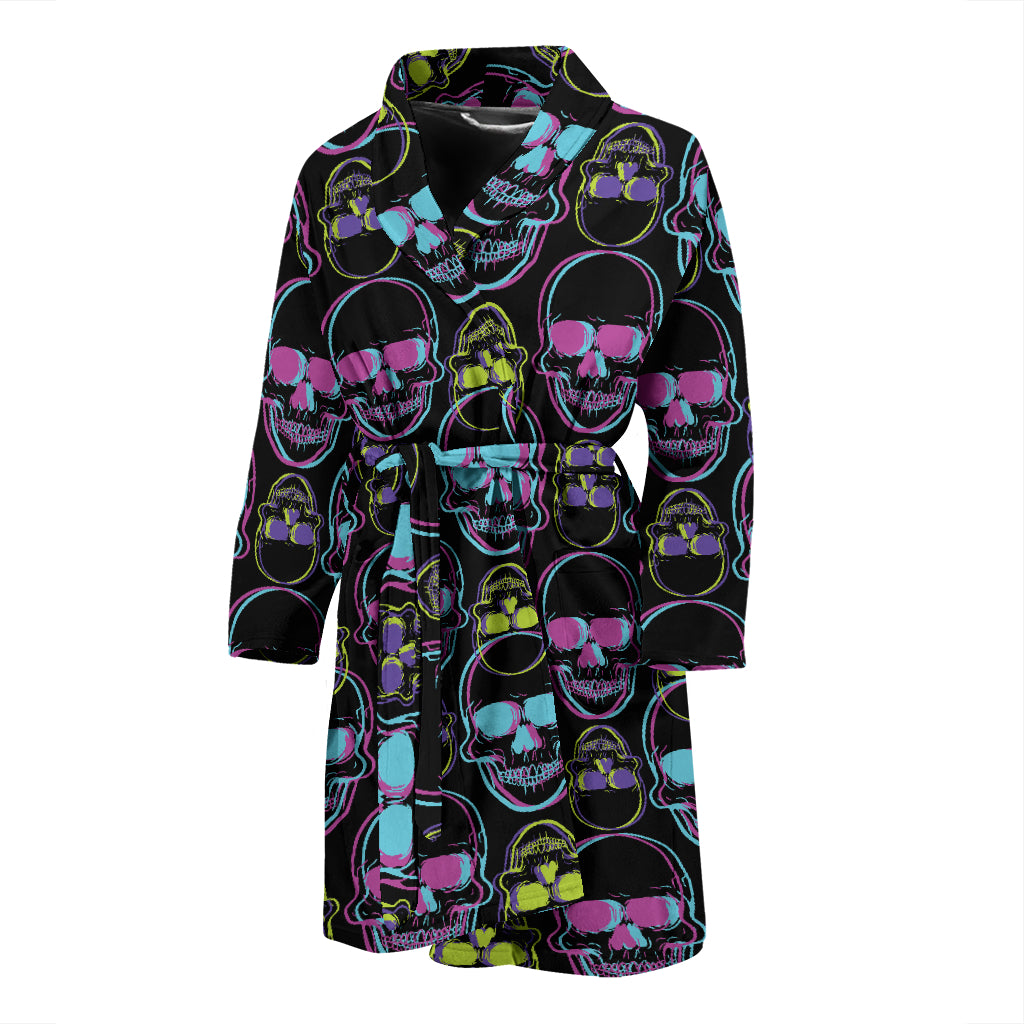 Skull 3D Colorful Print Design LKS309 Men Bathrobe