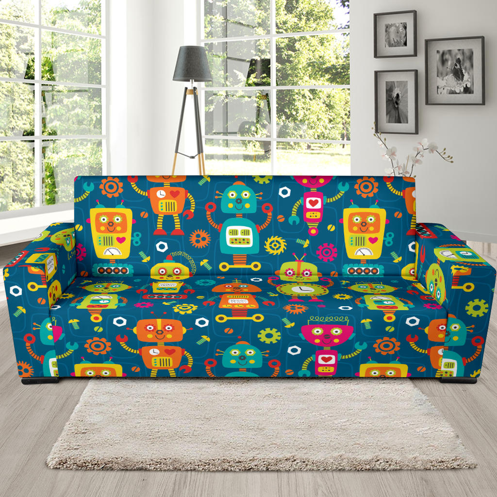 Robot Pattern Print Design A04 Sofa Slipcover