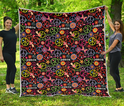 Peace Sign Colorful Design Print Quilt Bedspread