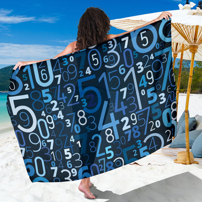 Number Pattern Print Design A02 Sarong Pareo Wrap