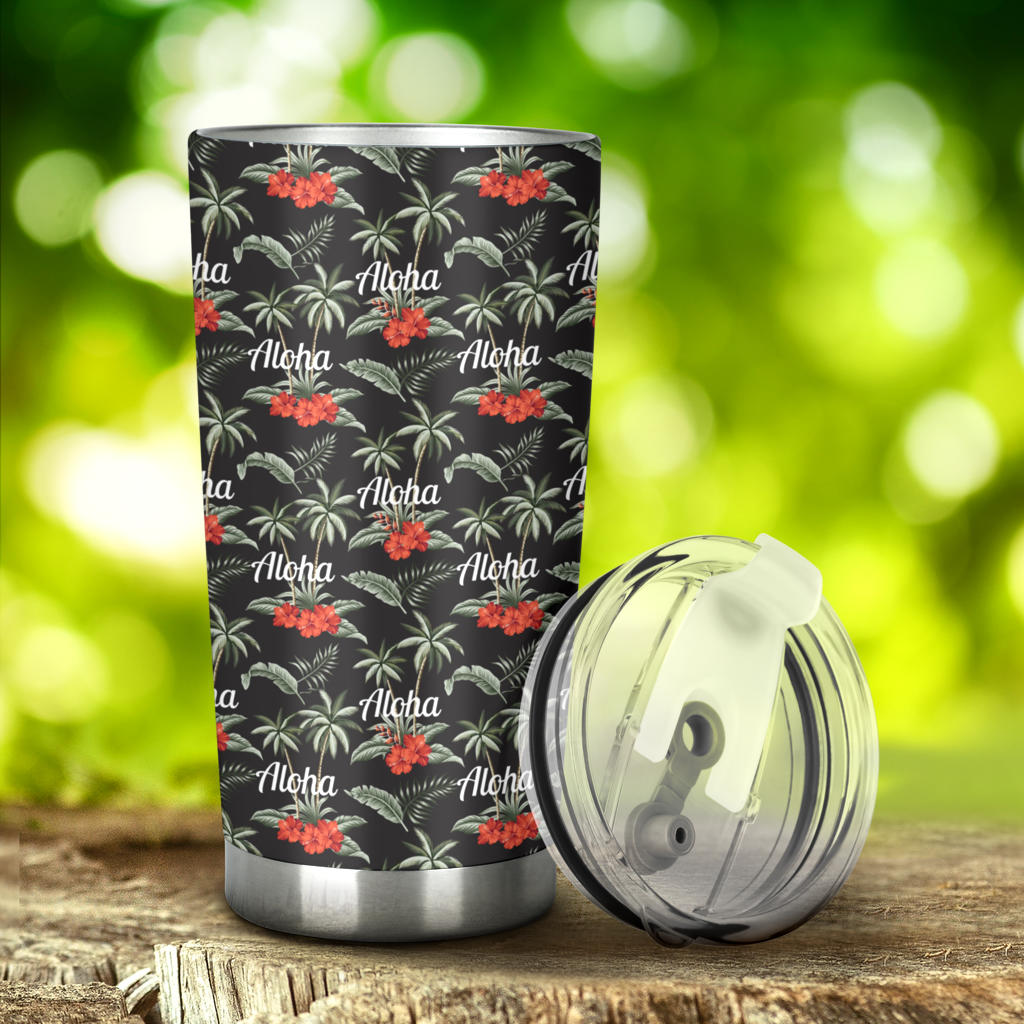 Aloha Palm Tree Design Themed Print Tumbler