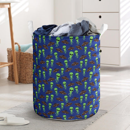 Alien Green UFO Pattern Laundry Basket