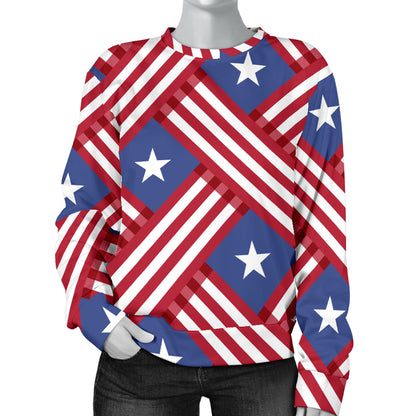American flag Pattern Women Long Sleeve Sweatshirt