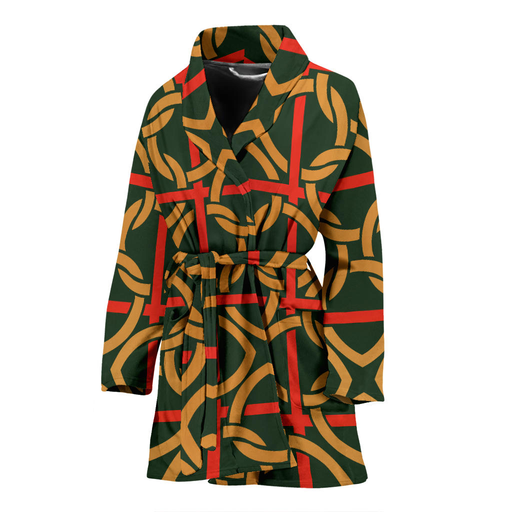 Irish Pattern Print Design 01 Women Bathrobe