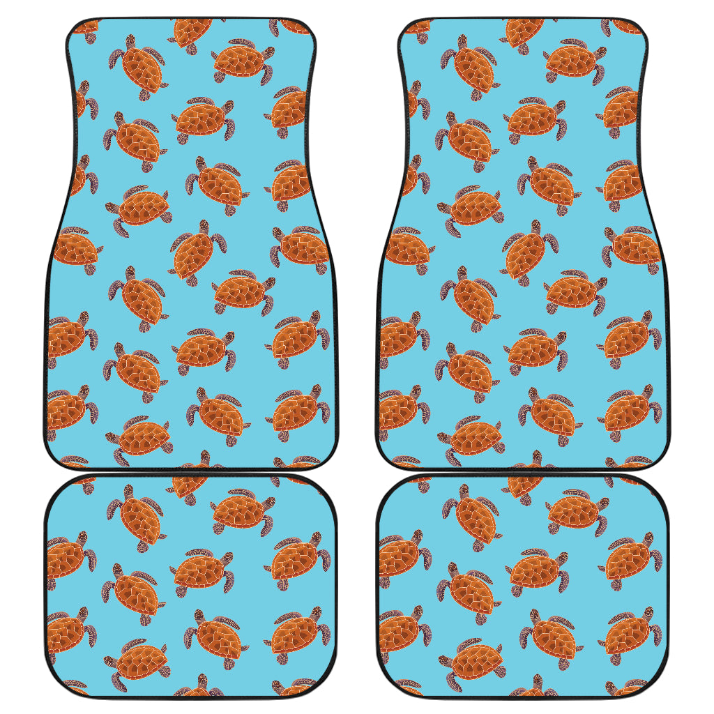 Brow Sea Turtle Print Pattern Car Floor Mats Front Back