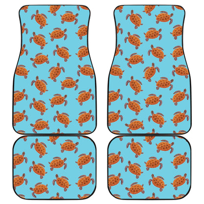 Brow Sea Turtle Print Pattern Car Floor Mats Front Back