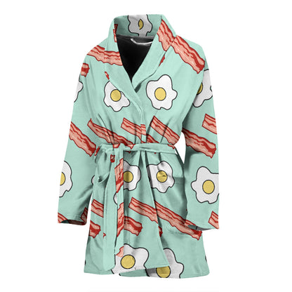 Bacon Sausage Pattern Print Design 01 Women Bathrobe