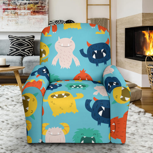 Monster Cartoon Pattern Print Design 03 Recliner Slipcover with Pocket