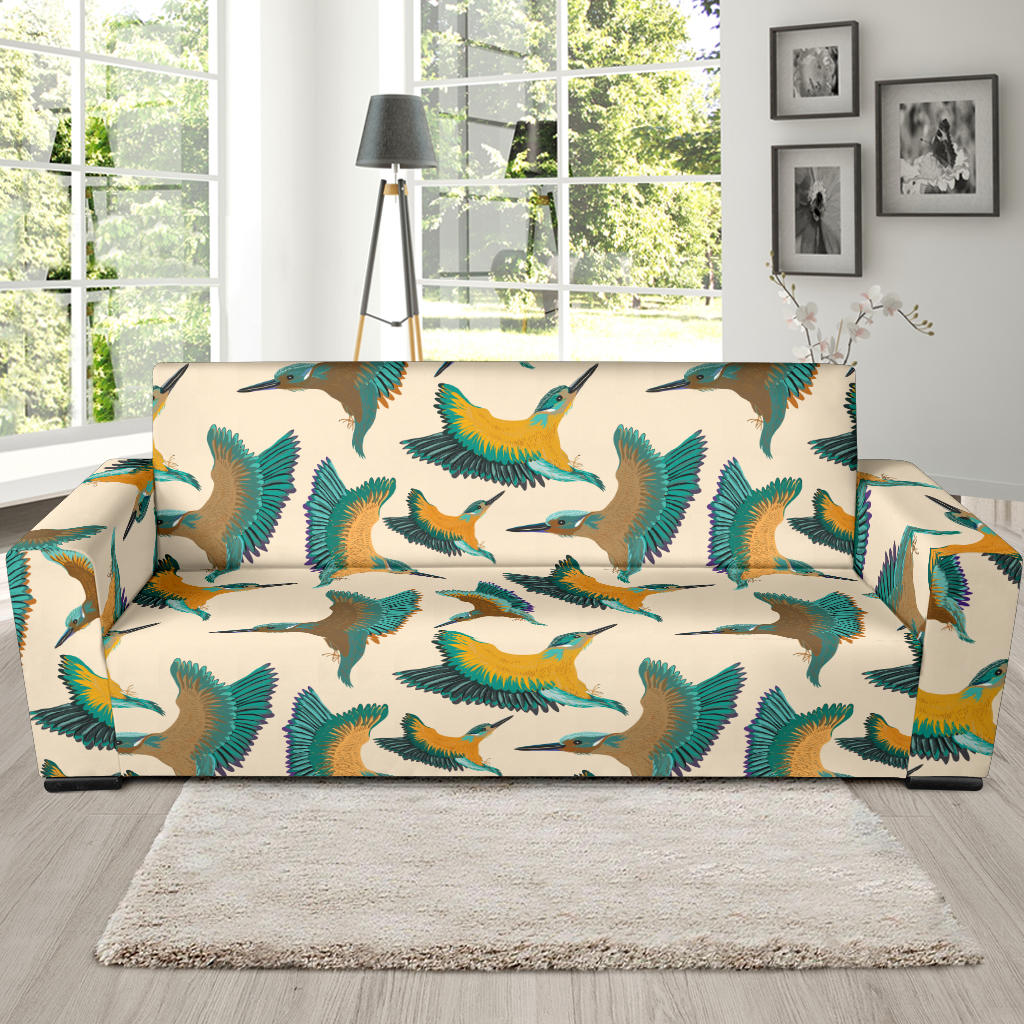 Kingfisher Pattern Print Design 02 Sofa Slipcover