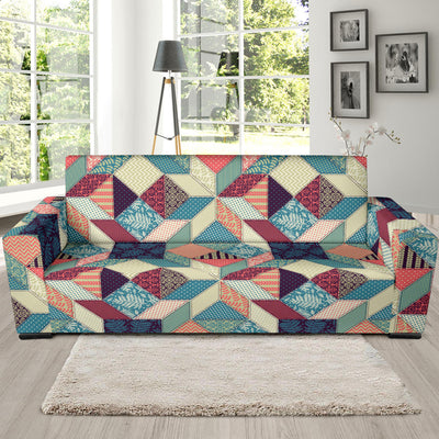 Patchwork Pattern Print Design 02 Sofa Slipcover