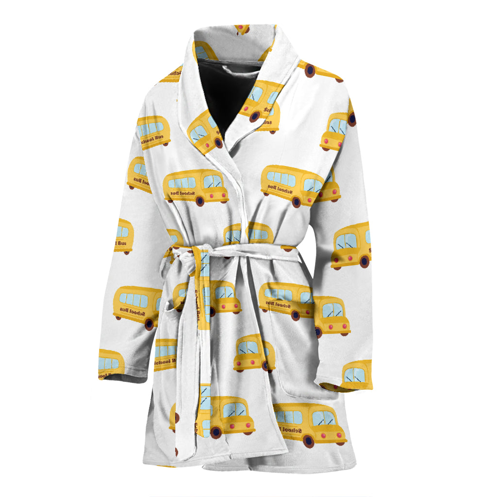 School Bus Print Design LKS306 Women Bathrobe