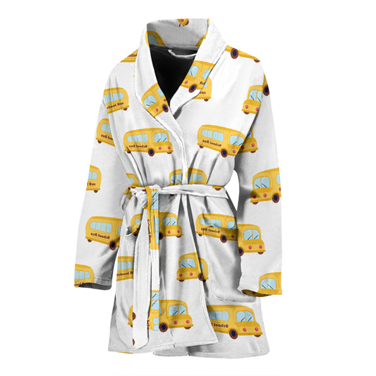 School Bus Print Design LKS306 Women Bathrobe