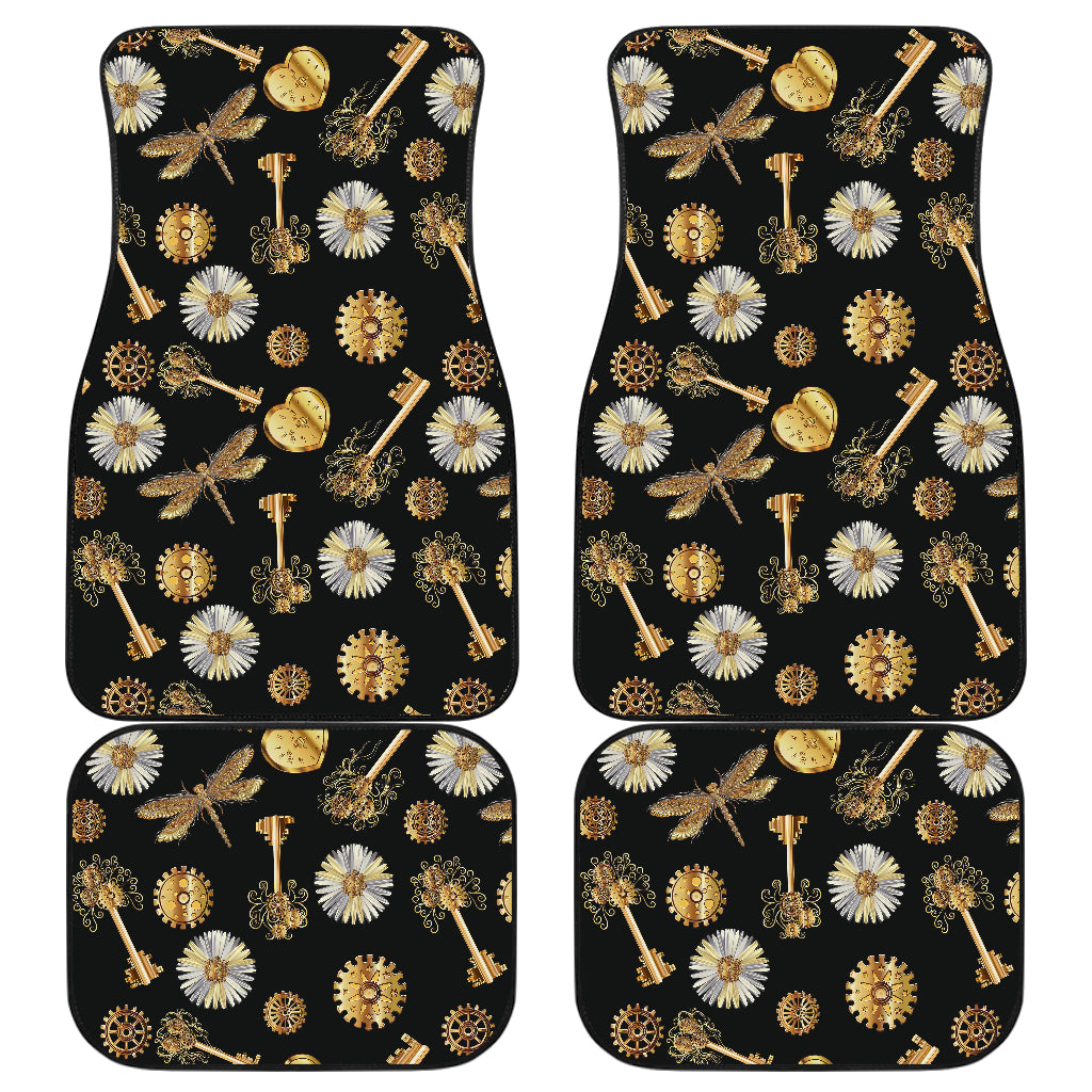 Steampunk Dragonfly Design Themed Print Car Floor Mats Front Back