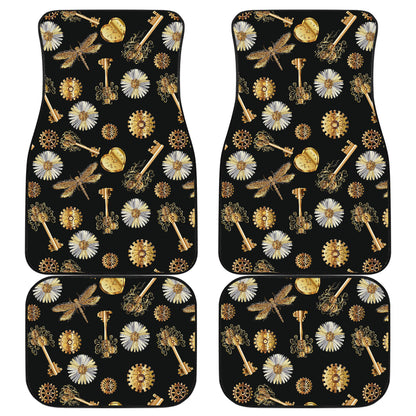 Steampunk Dragonfly Design Themed Print Car Floor Mats Front Back