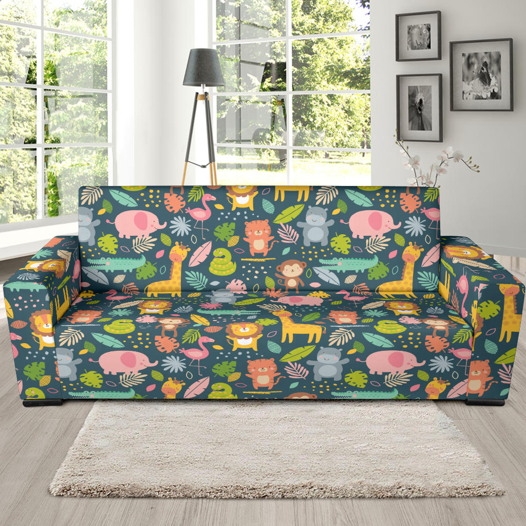 Safari Animal Cartoon Print Design LKS305 Sofa Slipcover