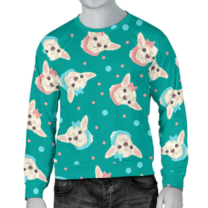 Chihuahua Polka Dot Pattern Men Long Sleeve Sweatshirt