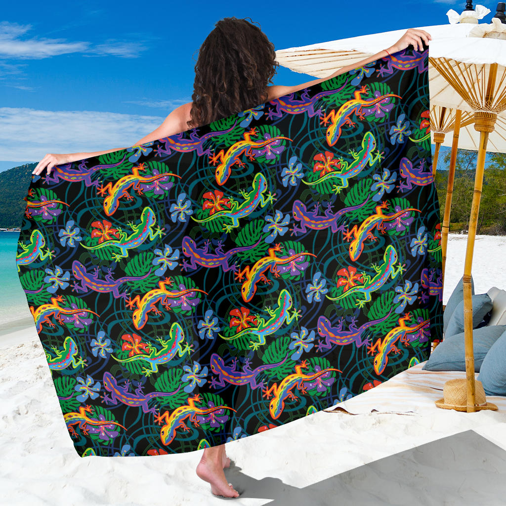 Gecko Colorful Pattern Print Design 01 Sarong Pareo Wrap
