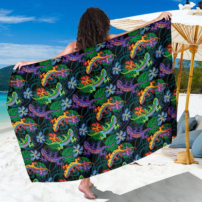 Gecko Colorful Pattern Print Design 01 Sarong Pareo Wrap
