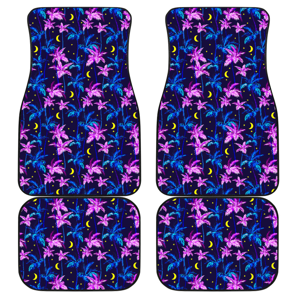 Palm Tree Night Scene Design Print Car Floor Mats Front Back