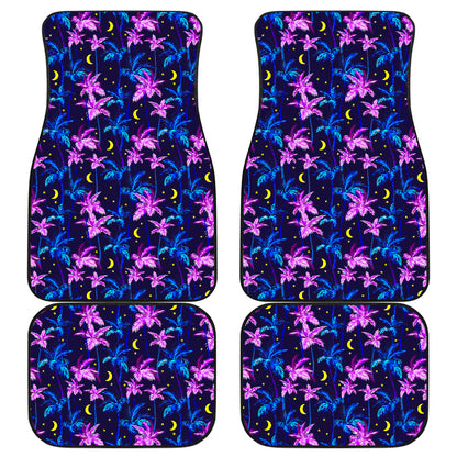 Palm Tree Night Scene Design Print Car Floor Mats Front Back
