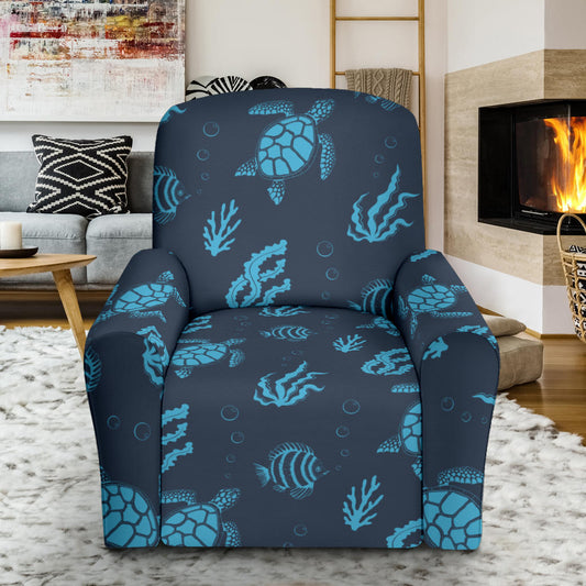 Sea Turtle Print Design LKS307 Recliner Slipcover with Pocket