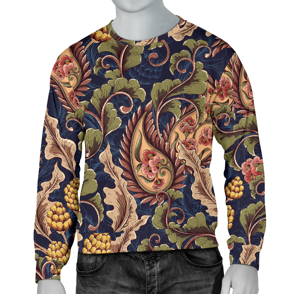 Floral Vintage Classic Print Men Long Sleeve Sweatshirt