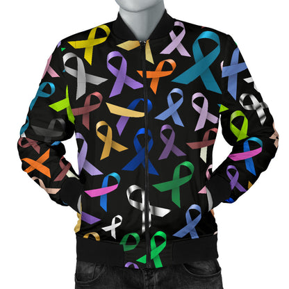 Breast Cancer Awareness Colorful Print Men Bomber Jacket