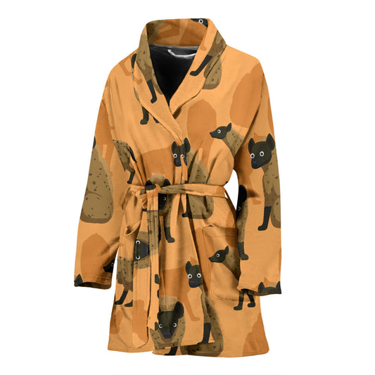 Hyena Pattern Print Design 01 Women Bathrobe