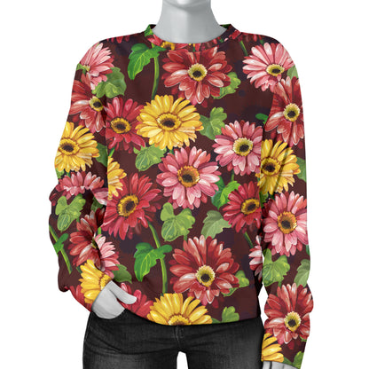 Daisy Gerbera Print Pattern Women Long Sleeve Sweatshirt