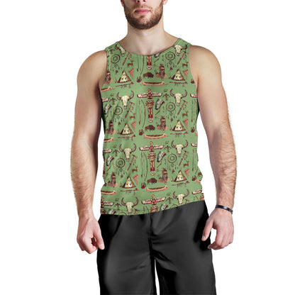Native Indian Themed Design Print Men Tank Top